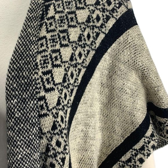 One World XL Sweater Cardigan Boho Shawl Ivory Bla - Picture 7 of 7